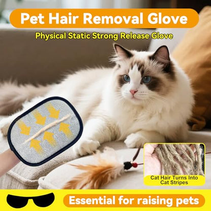 Electrostatic Pet Hair Removal Gloves: Quick Wiping - Reusable & Washable for Sofa Clothing Pet Beds Effortless Cats & Dogs Hair Remover for Busy Pet Owners (3pcs-Black) - color: 3pcs-Black