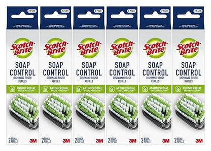Scotch-Brite Soap Control Dishwand Brush Refills, Non-Scratch Scrub Brush Heads, Durable & Odor-Resistant, 6 Count (12 Total Refills) - size: 6 Count (12 Total Refills)