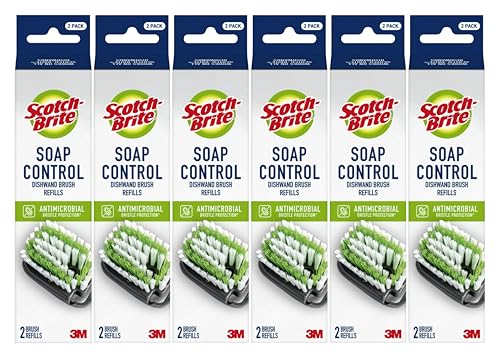 Scotch-Brite Soap Control Dishwand Brush Refills, Non-Scratch Scrub Brush Heads, Durable & Odor-Resistant, 6 Count (12 Total Refills) - size: 6 Count (12 Total Refills)
