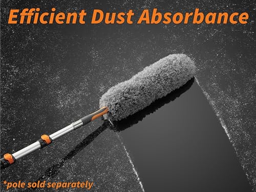Microfiber Feather Duster // Flexible Feather Duster Brush Head with Hand-Grip // Fits All Extension Poles with Standard US Acme Thread // Best Flex-and-Stay Feather Duster (Pole Sold Separately)