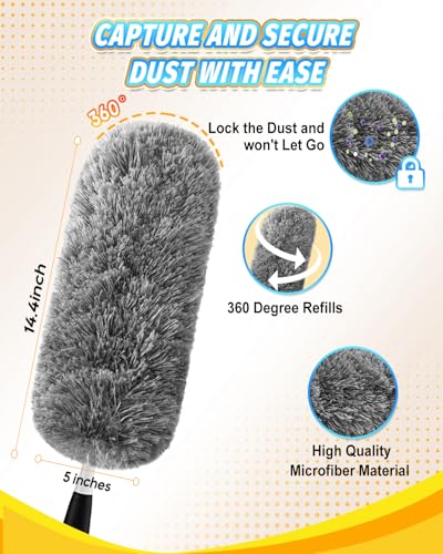 KEEPOW Upgraded Reusable Duster Refills Compatible with OXO Duster, Microfiber Dusters Refill for Cleaning, Compatible with OXO Good Grips Microfiber Extendable Duster, 2 Pack(Handle Not Included) - color: Grey-2 Pack