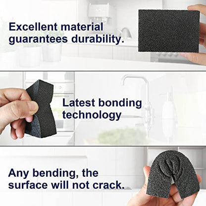 Krisler 8pc Black Carborundum Sponge Nano Emery Sponges Caspian Stone Pot Clean Brush Rust Eraser Grit Scouring Pads Pot Cleaning Pads with Carborundum Washing Kitchen Cleaner Tool(thickness-1inch) - size: Black thickness-1 inch-8