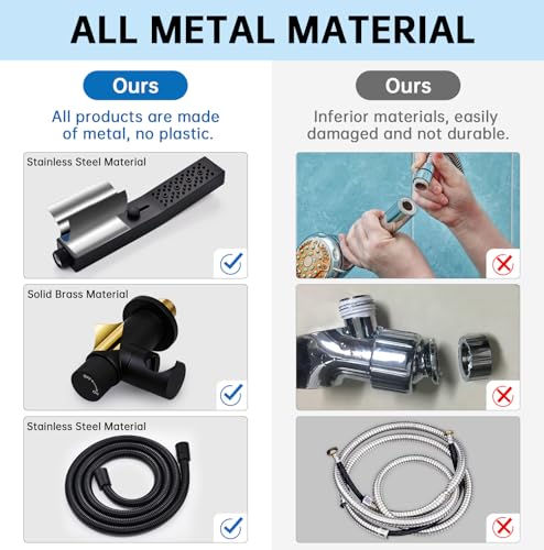 G-Promise All Metal Handheld Shower Set with 3-Function Showerwand, included Handheld Holder to Control on/off Switch and 72 Inch Tangle-Free Stainless Steel Hose Matte Black - color: Matte Black