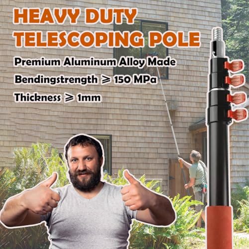SISUPASSIE Telescoping Extension Pole, Reach to 26FT Telescoping Pole Multi-Purpose 5-20FT Lightweight, Sturdy with Universal Twist-on Metal Tip Extendable for Dusting Painting Window Cleaning - size: 20FT