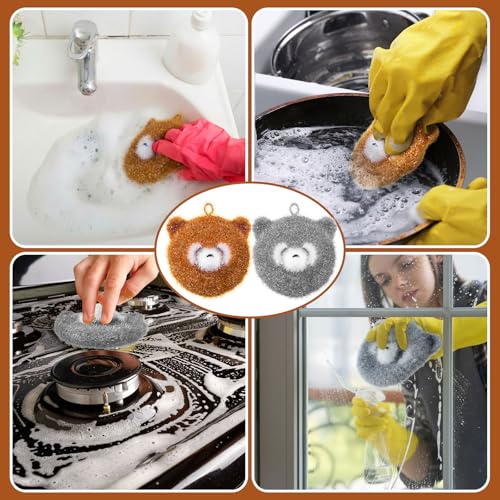 Breling 6 Pieces Raccoon Shape Dish Sponge Dual Sided Non Scratch Dish Washing Scrubbers, Reusable Household Cleaning Kitchen Tools for Dishwashing Washing Dishes Cookware - style: Raccoon