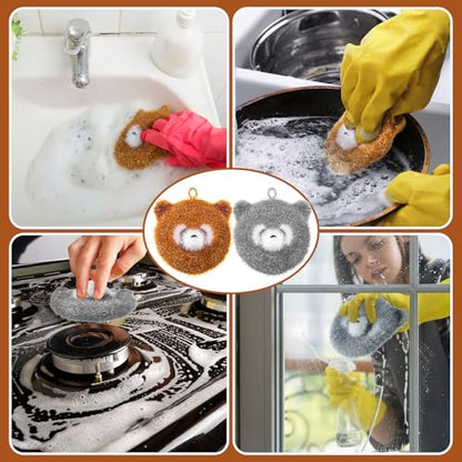 Breling 6 Pieces Raccoon Shape Dish Sponge Dual Sided Non Scratch Dish Washing Scrubbers, Reusable Household Cleaning Kitchen Tools for Dishwashing Washing Dishes Cookware - style: Raccoon