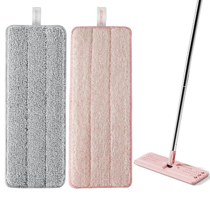 JOYMOOP Microfiber Replacement Pads for 13-Inch Flat Mop System, Reusable Refills, Pack of 2, Grey and Pink - color: 2 Pcs 13" - 1 Grey+1 Pink, size: 13.0 × 4.9 Inch