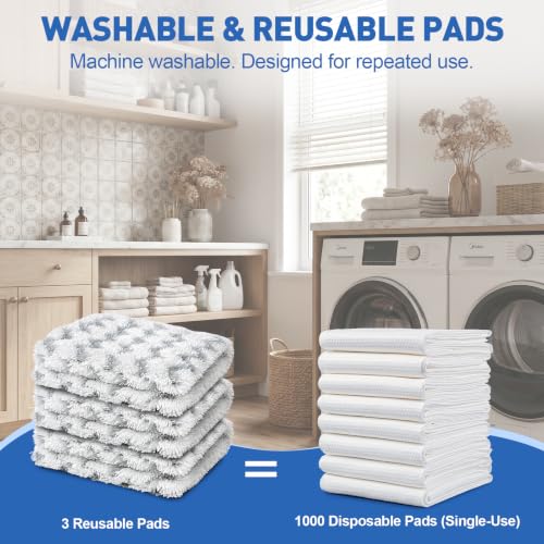 3 Pack Steam Mop Replacement Pads, Microfiber Steam Mop Pads with Scrub Strips, Compatible with Shark Steam Pocket Mop S3500 Series (S3501, S3601, S3901), Washable Pads for Sealed Hard Floors - color: White Scrub Stripe 3 Pack