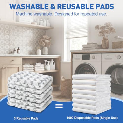 Tidy Monster Steam Mop Pads with Scrub Strips Microfiber Replacement Pad Refills for Shark Steam Pocket Mop S3500 Series S3501 S3601 S3550 S3801 S3901 SE450 S3601D S3901D (White Scrub Stripe 4 Pack) - color: White Scrub Stripe 4 Pack