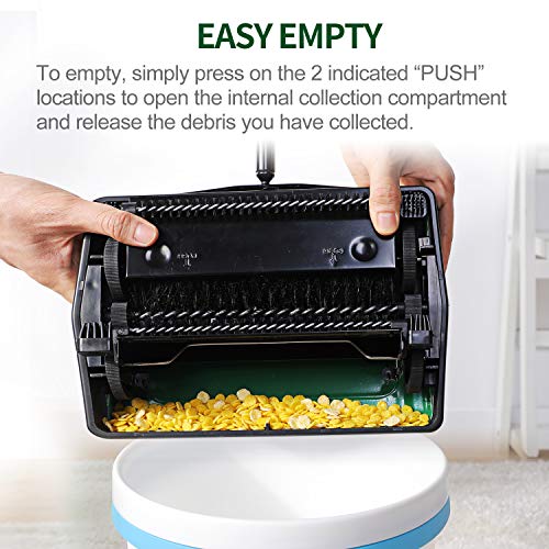 Yocada Carpet Sweeper Cleaner 4 Poles for Home Office Low Carpets Rugs Undercoat Carpets Pet Hair Dust Scraps Paper Small Rubbish Cleaning with a Brush Green