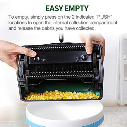 Yocada Carpet Sweeper Cleaner 4 Poles for Home Office Low Carpets Rugs Undercoat Carpets Pet Hair Dust Scraps Paper Small Rubbish Cleaning with a Brush Green