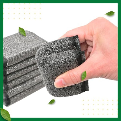 Steel Wool Scrub Sponges Kitchen, Reusable Dish Scrubber Sponge, for Pots, Pans, Gentle and Scratch Free - 6 Pack Black - size: 6 Pack