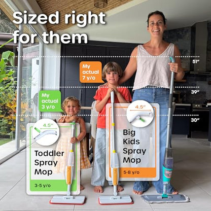Quiggly Big Kid Toy Spray Mop - Montessori Real Water Sprayer, Ages 5-8 | One-hand squeeze & spray, make pretend cleaning chores functional - size: Big Kid, style: Spray Mop