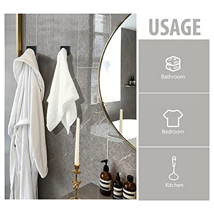 VIS'V Adhesive Towel Hooks, Waterproof Shower Wall Stick on Hooks, 2 Extra Adhesive Strips, Black, 4 Pcs - color: Black