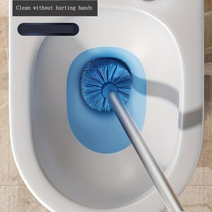 Wall Mounted Toilet Brush, 20.87" Long Handle Bathroom Brush Holder, Compact Space Saving Toilet Bowl Brush for Deep Cleaning, White Plastic Brush with Ventilated Base