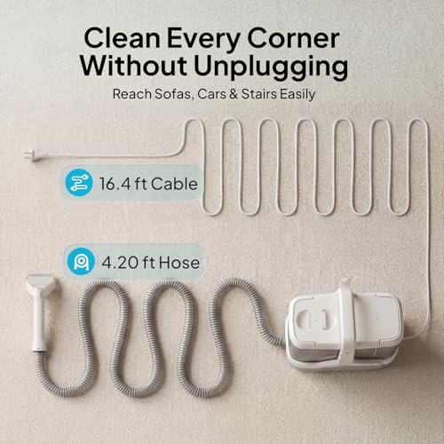 Portable Carpet Cleaner Machine for Pet Stains Upholstery Car Interior, 16kPa Powerful Suction Spot Cleaner with Dual Tank, Self-Cleaning Tool&16.4FT Cord for Couch Rug Stairs Deep Cleaning Machine