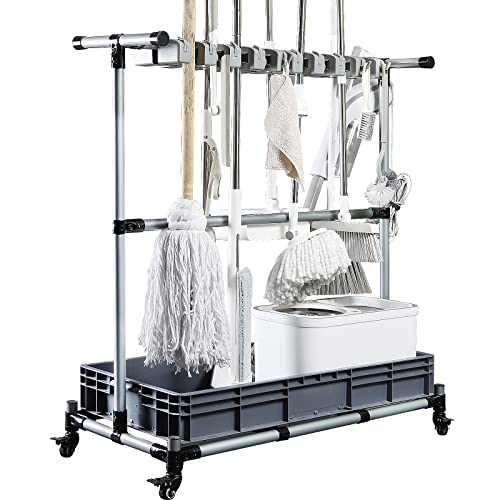 Generic Multifunctional Cleaning Cart and Tool Organizer - Broom and Mop Holder