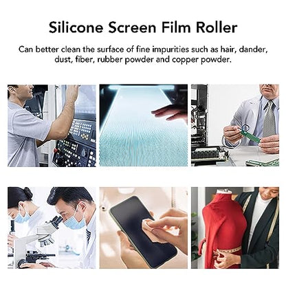 Dust Removal Roller Silicone Soft Aluminum Alloy Handle Iron Bearing Anti Static Roller for Film Dust Fibers Powder (18in) - size: 18in