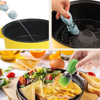 Oil Dispenser Bottle with Silicone Brush, 200ML 2 in 1 Silicone Dropper Measuring Oil Dispenser Bottle for Kitchen Cooking, Frying, Baking, BBQ Pancake, Air Fryer, Marinating - Green - color: Green-1pc