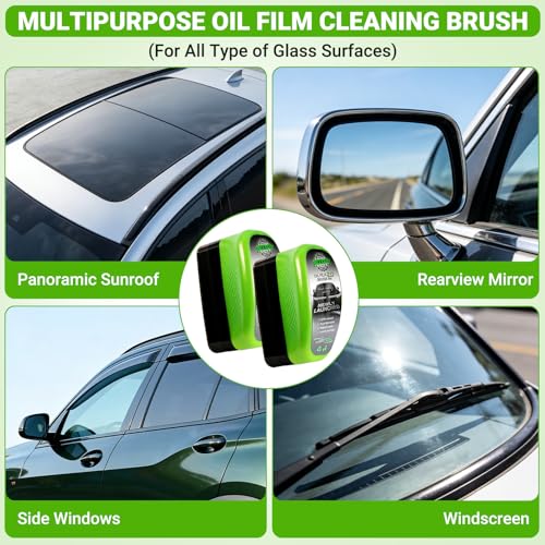 Clear Vision Glass Cleaner,2PCS,-Oil Free Car Glass Brushes, Upgrade 2.0 Cleaner, Automotive Oil Film Cleaning Brush for Car Windows, Clearvision Cars Windshield Cleaner Tool