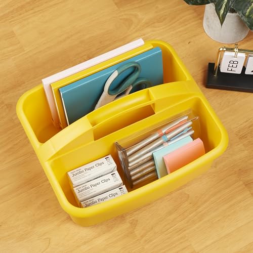 ECR4Kids 2-Compartment Large Plastic Caddy, Multipurpose Organization, Primary, 6-Pack - color: Primary