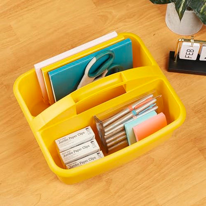 ECR4Kids 2-Compartment Large Plastic Caddy, Multipurpose Organization, Primary, 6-Pack - color: Primary