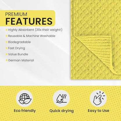 Swedish DishCloths - 10 Pack (Yellow), (German Material) Reusable Cellulose Sponge Cloth for Kitchen - Household, Highly Absorbent, No-Odor Dishcloth - color: 003 Yellow