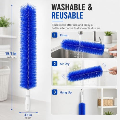 Bendable Microfiber Head, Reusable Dust Remover, 90° Flexible Ceiling & Fan Dust Magnet, Fan Cleaning Brush, Multi-Purpose Dust Removal Brush (2pcs-Mix) - color: 2pcs-mix