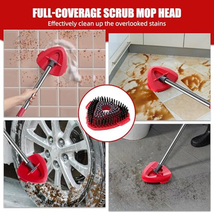 4 Pack Microfiber Mop Replacement Heads Compatible with Ocedar EasyWring 1-Tank System - Includes 1 Mop Scrub Brush Head, 1 Mop Base, Easy Cleaning Mop Head Refills (White) - color: 4 White Mop Heads+1 Gray Brush +1 Base, size: For 1-Tank