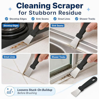 11Pcs Crevice Cleaning Brush Set, Hard Bristle Crevice Cleaning Brush Tool Kit, Thin Brush for Cleaning Tight Spaces, Gaps, Grout, Sink, Bathroom, Kitchen, Window Tracks, Bottles, Straws, with Scraper