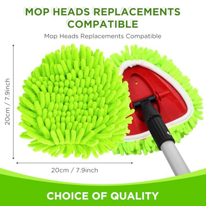 Baderke 3 Pack Mop Heads Replacements Compatible with 1 Tank System Duster Replacement Heads Spin Mop Refill Pads Reusable Dust Refills for Floor Cleaning (Green) - color: Green