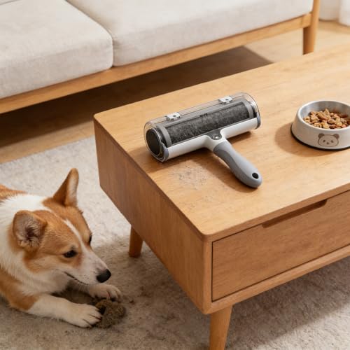 Pet Hair Remover Roller, Reusable Lint Roller with Large Fur Bin, Portable Cat and Dog Hair Remover for Couch, Bedding, Car, Rugs & Furniture (Gray) - color: Gray
