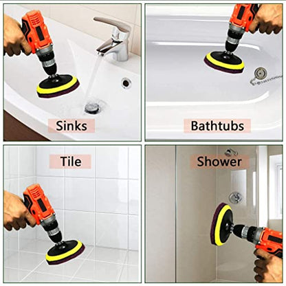 Auniwaig 1000-Grits 7 Inch Scrubber Scouring Pads, Drill Scuffing Disc Hoop and Loop Surface Conditioning Disc Drill Powered Brush Tile Scrub Scouring Pads 8pcs - size: 1000# 8pcs