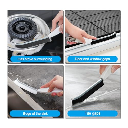 2 Pack Hard Bristle Grout Cleaning Brush, Heavy Duty Crevice Scrubber for Tile Lines, Sink, Stove & Bathroom Narrow Gap Deep Stain Remover Tool