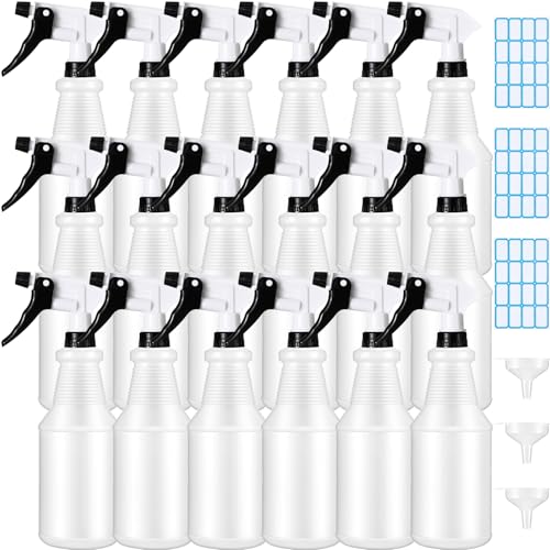 Yinder 18 Pcs 16 Oz Plastic Spray Bottle Bulk Empty Refillable Spray Bottles for Cleaning Solution Leak Proof Water Sprayer with Adjustable Nozzle Mist/Stream Mode(Black) - color: Black