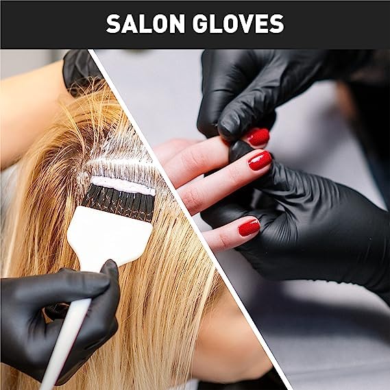 OKIAAS Black/Pink Vinyl Disposable Gloves Latex Free, Food Grade, 5 mil, Cooking, Cleaning, Hair Dye, 50/100/200/1000 Count - color: Black, size: Medium (Pack of 50)
