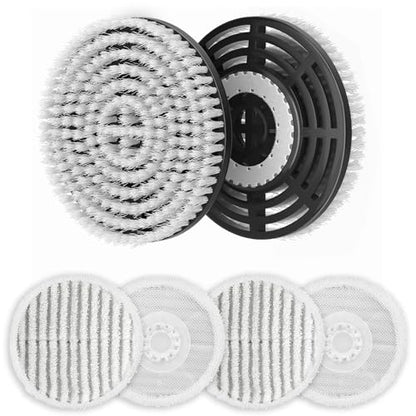 Leemone Steam & Scrub Mop Replacement Pads for Shark S8001 S8002BRN S8200 S8201 S7001 S7201 Series, Heavy Duty Scrub & Daily Clean Kit, Washable Reusable (2 Brush Heads + 4 Microfiber Pads Refills) - color: S7000 (2+4)
