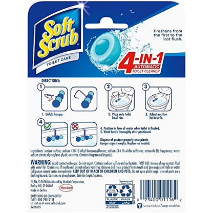 Soft Scrub 4-in-1 Rim Hanger Toilet Bowl Cleaner,Sapphire Waters,(Pack of 12) - size: 1 Count (Pack of 12)