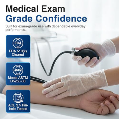 Schneider Clear Vinyl Exam Gloves, Latex-Free, Disposable Medical Gloves, Cleaning Gloves, Food Safe, Powder-Free, 4 mil - size: Large