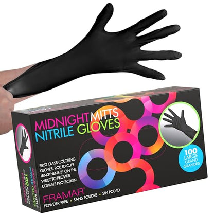 FRAMAR Black Disposable Gloves Large – 12 INCH Latex Free Gloves Large, Guantes Desechables, For Hair Dye, Cleaning, Tattoo, Mechanics – Extra Durable & Resistant – 100 Pack - size: Large (Pack of 100)