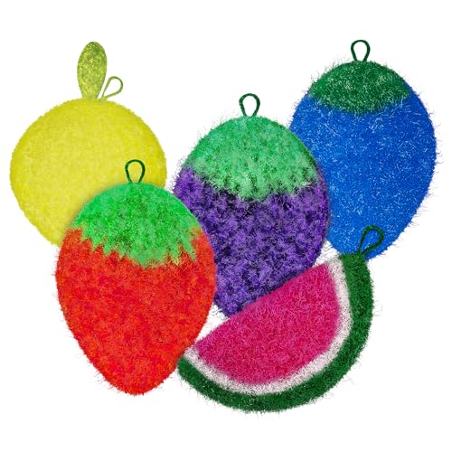 Dish Scrubbie Non-Scratch Dish Scrubber-Long Lasting & Odorless, Safe on Non-Stick, Cast Iron, Glass and Other Surfaces, Reusable Kitchen Sponge Alternative for Kitchen, Bathroom & Floors (Pack of 5)