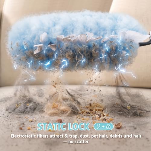 30 Count Heavy Duty Duster Refills with 3 ft Extendable Handle Starter Kit, Compatible with Swiffer Disposable Microfiber Feather Dusters for Cleaning Home - color: 30 Count+ 1 Handle