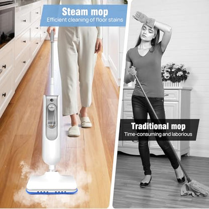 1500W Upright Floor Steamer for Hardwood and Tile, Steam Mop Cleaner with 13.5oz Water Tank & 16ft Power Cord, 2 Steam Modes, Electric Power Mops for Floor Cleaning with 2 Microfiber Pads