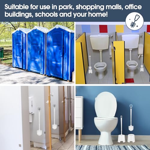Mimorou 12 Sets Toilet Brushes and Holders Set White Toilet Bowl Brushes for Bathroom Scrub with Plastic Holders for Bathroom Cleaning Accessories