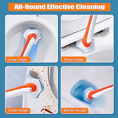 JEHONN Disposable Toilet Bowl Cleaner Wand with 40 Cleaner Refills, Wall Mounted Long Handle Compact Bathroom Scrub Brush Holder Set for Sink Bathtub Wash Basin Mop Pool (Orange) - color: Orange