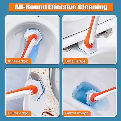 JEHONN Disposable Toilet Bowl Cleaner Wand with 40 Cleaner Refills, Wall Mounted Long Handle Compact Bathroom Scrub Brush Holder Set for Sink Bathtub Wash Basin Mop Pool (Orange) - color: Orange