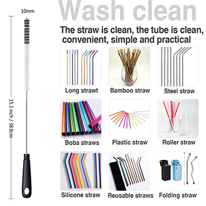 5Pcs Bottle Cleaning Brushes Multipurpose Brush - Bottle Cleaner for Washing Narrow Wine/Beer Bottles, Thermos, S’Well, Sports Water Bottles, Plus Kettle Spout/Lid Brush, Straw Brush (Black)