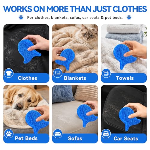 6 Pack Pet Hair Remover for Laundry, Reusable Washer & Dryer Lint Catcher for Dog & Cat Hair, Helps Reduce Fur on Clothes, Blankets, Bedding, Couch & Car Seats (Blue)
