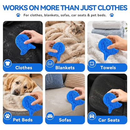 6 Pack Pet Hair Remover for Laundry, Reusable Washer & Dryer Lint Catcher for Dog & Cat Hair, Helps Reduce Fur on Clothes, Blankets, Bedding, Couch & Car Seats (Blue)
