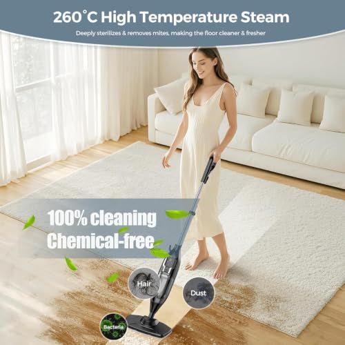 Steam Mop, 12-in-1 Powerful Handheld Steam Cleaner Detachable Steam Mops for Floor Cleaning, 565ML Removable Tank, 23FT Power Cable, MultiPurpose Steamer for Hardwood, Tile, Grout, Furniture